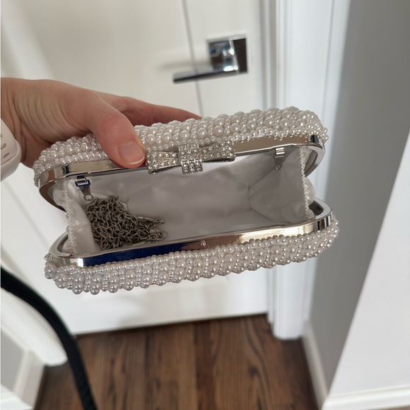 Faux Elegant Pearl Embellished Clutch - Picture 2 of 5